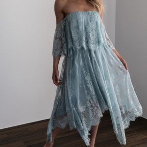 Grace Loves Lace - Belle Lace Swing Skirt S, Blue